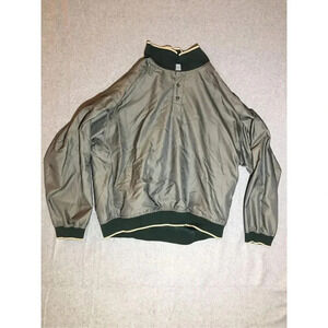 Mens Reebok Windbreaker Jacket Size XXL Green Casual Winter Buttons